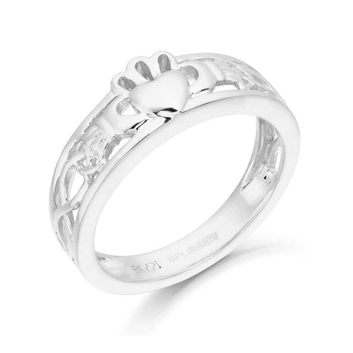 White Gold Claddagh Band | Rings | D&K Jeweller