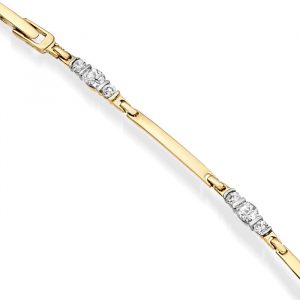 Slim Gold Bracelet with CZ Sections