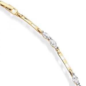 Marquise Shape Cz Yellow Gold Bracelet
