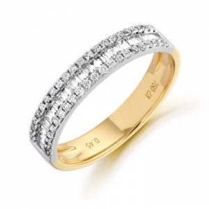 Half Carat Baguette and Diamond Ring