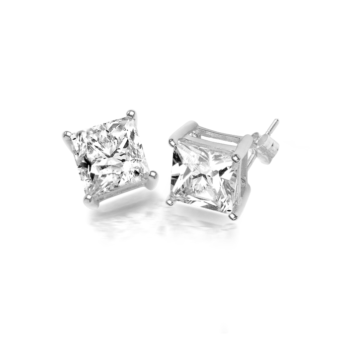 Small White Gold Square Stud Earrings - D&K Jewellers